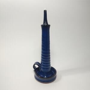 Redstone Pottery Ceramic Candle Oil Lamp Robert Nothhouse Blue Stoneware Lantern